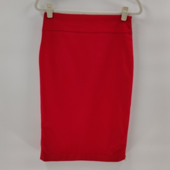 Express Dresses & Skirts - Express Classic Pencil Skirt Red Size 6 Adjustable Gold Zip Side